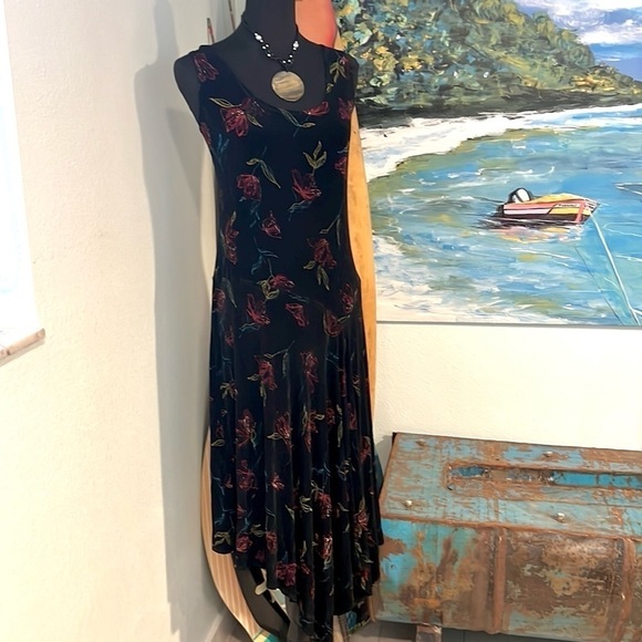 Softwear (by Mark Singer).Vintage 90's Fit & Flare Tank Dress Black-Size XL - Picture 7 of 10